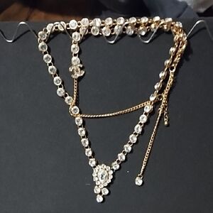 Elegant Gold and Silver Crystal Necklace